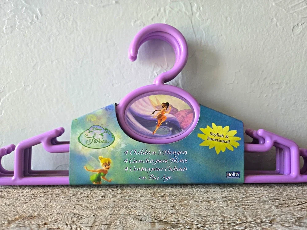 2011 Delta Children's Products Disney Fairies Purple Plastic Hangers 4-Pack NOS
